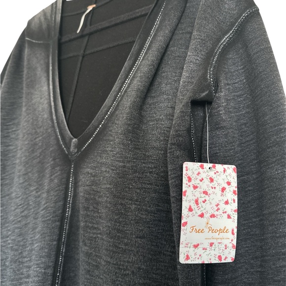 NWT Free People Queen of Hearts Tunic Washed Out Hoodie Dress Black Size XS - Picture 7 of 8